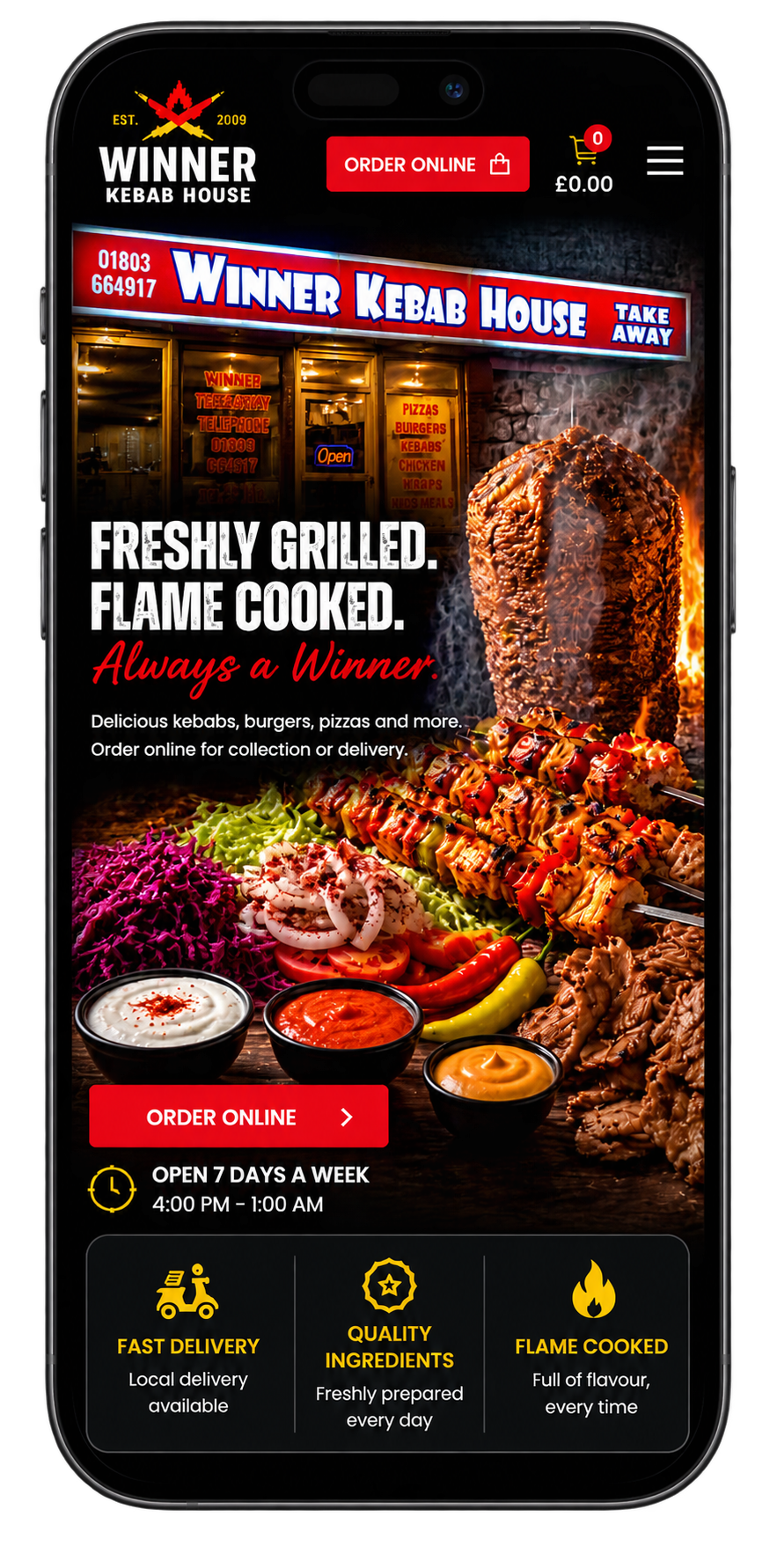 Example business website mobile view — built by IVEBUILT